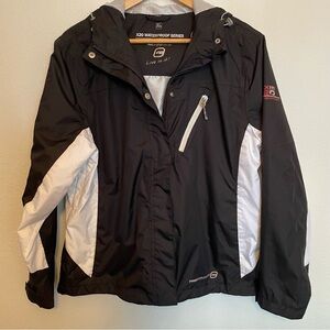Free Country X20 Waterproof Series Womens Black And‎ White Hooded Jacket Size XL